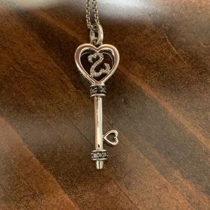 Sterling Silver Open Hearts Key Necklace